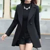 Feminino Misturas de Lã Feitong Escritório Inverno Feminino Tamanho Grande Gola redonda Manga comprida Lapela Jaqueta Trench Jacket Slim Formal Sobretudo Outwe