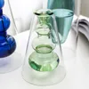ホームデコレーションアクセサリーノルディックスタイルカラフルなガラス透明な花瓶の花のアレンジ水耕栽培ボトルテーブル210409