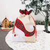 クリスマス格子縞の袋サンタクロースエルクギフトバッグリネン巾着袋キャンディアップルバッグ家族パーティーデコレーション2スタイル