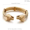 Rvs Viking Wolf Bangle Man Kabel Draad Goud/Zwart/Zilver Kleur Dier Manchet Armband Mannen Sieraden 210918