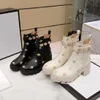 Botas de mujer de diseñador Plataforma Tacón grueso Martin Boot Zapatos de cuero genuino Desiertos Invierno Hebilla de lujo Zapato de tobillo 35-42 Caja