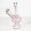 9inch Heart Shape hookahs glass bong pink color dab oil rigs bubbler mini glass water pipes with 14mm slide bowl piece quartz nails