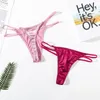 Women's Panties 2PCS/lot G-string Underwear Sexy Female Underpants Thong Solid Color Pantys Lingerie Satin Design