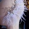 Pinces à cheveux en plumes blanches Tiara Clip en cristal Mariage Mariée Accessoires de cheveux Bijoux Bijoux Vintage Designer Bandeau X0625