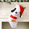 Cane ricamato con calza di Natale con motivo a cappello da Babbo Natale, borsa regalo con ciondolo appeso all'albero di Natale Nuovo