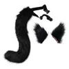 Plush Cat Ears Hair Clip Furry Wolf Tail With Faux Leather Bell Neck Choker Halsband Set Anime Animal Cosplay Costume Accessories1709613