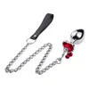 Leash Chain Anal Plug with Bell Adult BDSM Games Stainless steel Crystal Heart Anal Sex Butt Plug Stimulator Sex Toys For Wome X0401