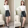 Spring Summer Casual PU Leather Skirt Women Elegant Zipper Mini A-Line Skirt Lady Skinny High Waist Skirts Black 210426