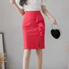Plus Rozmiar Wysoka talia Czarne Spódnice Kobiety Moda Ruffles Bodycon Sexy Elegancki Koreański Ubrania Office Lady Ołówek 210619