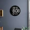 Digital Electronic LED Wall Clock Luminous Large Clock Digital Temperature And Humidity Electronic Clock Modern Design 12 Inches 210724