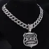 Oorbellen ketting hiphop gouden medaille 16 "Cubaanse ketting bling glinstering vol ijs uit Miami Curb Choker Men Rock Jewelry Set