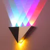 Triangle Led Wall lamps 85-265v 3W 4W 5W Foyer Corridor Balcony Aisle Bedroom Lamp Warm White RGB Black Silver Cover for Bedside lamp hotel