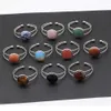 10pcs Different Handmade Gemstone Bangles Round Agate Quazt Stone Opening Silver Gold Copper Bracelets for Women Jewelry Love Wish2832196