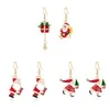 Bijoux de Noël Boucles d'oreilles pendantes Lustre créatif Longue boucle d'oreille goutte d'huile Père Noël Arbre de Noël Cerf de Noël Bottes de Noël