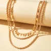 Pendant Necklaces Punk Leaf Tassel Chain Choker Necklace Multilayer Gold Alloy Metal For Women Bohemain Jewelry Gift