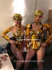 Decorazione per feste KS76 Gold Mirror Armor Outfits Patwalk Esect Wears Padice Stage costumi da ballo Show Dance Show Bodysuit Robot Suit robot