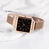 Relógios de pulso rosa Rose Golden Watches para mulheres elegantes senhoras relógio de quartzo pulseira de aço inoxidável pulseira magnética fivela alça reloj dama