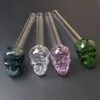 Цветной череп стеклянный горелка для курения трубы мини-ручки водопроводные трубы
