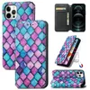 Lattice Rainbow PU Couro Magnético Carteira Card Capas De Slot Kickstand Para iPhone 13 12 Mini 11 Pro XR XS Max X 8 Samsung S20 Fe S21 Ultra A12 A22 5G A32 A42 A52 A72 A02 F62