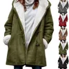 Vestes Femmes Mode Femme Veste Automne Hiver Manteau Chaud Solide Hauts À Capuche Mi-longueur En Cuir PU Rembourré Survêtement Coupe-Vent Cardigan Tissu