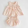 0-2Yrs Summer Kids Girl Suit Clothes Infant Baby Girls Sleeveless Top + Lantern Pants 2Pcs Clothing Sets 210429