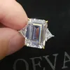 Oevas Sparkling 10 * 15mm Skapat Moissanit High Carbon Diamond Vigselringar för kvinnor 100% 925 Sterling Silver Party Smycken
