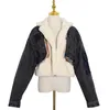 여성 재킷 TJA26234 유명인 패션 2021 유럽과 미국 겨울 유행 두꺼운 데님 청바지 패치 워크 코트 자켓