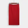 Plus Size Black Red Burgundy Skirt Women Office Business Wear Ladies Work Split Stretch Hips-Wrapped Bodycon Pencil 210621