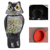 Realistisk fågelskarare roterande huvudljud Owl Prowler Decoy Protection Repellent Pest Control Scarecrow Moving Garden Decor Q0811295N