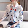 Autumn Button Cardigan Female Tops Polka Dot Long-Sleeve Blouse Office Lady Plus Size Chiffon Shirts Women 10894 210415