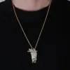 Iced Out UKA Mask Solid Pendant Necklace Mens/Women Micro Paved Hip Hop Gold Silver Color Bling Charm Chains Jewelry Necklaces