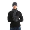 Gants de sport hiver tricoté bonnet crâne casquette épaissir chaud écharpe écran tactile ensemble pour hommes et femmes