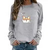 Vrouwen Hoodies Sweatshirts Casual Solid Ronde Hals Kawaii Hond Gedrukt Pullover Sweatshirt Blouse Dames Hooded 2021 Moletom Feminino