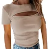 Koszulka damska Kobiety z długim rękawem T-shirty puste szczupłe koszulki Sprężyna jesień seksowne solidne bluzki