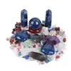 Objets décoratifs Figurines Cristal naturel Point de guérison Pierre en forme de cœur Baguette magique 7 Chakras Collection de pierres précieuses rondes en gravier lisse