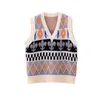 Women's Vests Sweater Vest Women Sleeveless Knitted Red Sweet Korean Style Jumpers Female Jacquard Loose Winter Tops Chic Harajuku X45 Stra2