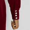 Robe de velours vintage pour femmes col montant manches longues taille haute taille patchwork perles ceintures mini robes femme automne 210520