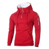 Män hoodies tröjor mode blixtlås lång ärm huva hoodie manlig casual hoody outwear hip hop streetwear solid pullover röd 220217