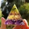 Orgonite Tree of Life Peridot Pyramid Healing Crystals for Protection Meditation Yoga Energy Generator Figurines Miniatures TB 210727