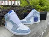 2021 Authentique 1 Haute OG Hyper Royal Trophy Room 1S Chaussures Gris Fumé Blanc Homme Femme Sports De Plein Air Baskets Avec Boîte