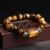 Boeycjr the God of Wealth Tiger Eyes Stone Beads Bangles Bracelets Jewelry Lucky Energy Couple Bracelet for Women or Men8371635