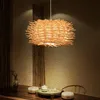 Hängsmycke Lampor Bird Nestlampa Ljus Nordisk Rattan Wicker Wood Handgjorda El Restaurang Cafe Living Dinning Room Suspension Belysning Wf