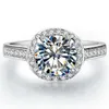 Rings de engajamento de qualidade de qualidade 1.5ct T para as mulheres 925 Prata NSCD simulada anel de anel de diamante jóias com caixa