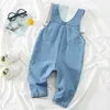 Primavera Autunno Abbigliamento per bambini Neonati maschi Blu Denim Pantaloni Tuta Pocket Infant Outfit Kids Fashion Toddler Casual 210417