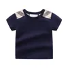 Été nouveau Style de mode enfants vêtements garçons et filles à manches courtes coton haut rayé T-shirt