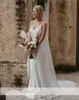 Einfache Boho Hochzeitskleid für Frauen Meerjungfrau 2022 Spaghetti -Straps Chiffon Beach Brautkleider Braut Kleider Vestido de Noiva