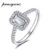 Pansysen esmeralda corta 925 Sterling prata simulada moissanite anel casamento anéis de zircão para as mulheres por atacado jóias Y0611