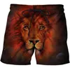 Lion Shorts Men Animal Casual Short Pants Cargo Black Beach 3D Gedrukte Fashion Heren Manne Summer Streetwear Men's