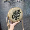 HBP bez marki liść ananas haftowany damski słomka pojedyncze ramię wchylenie mała okrągła torba Spring Summer 1 Sport.00