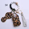 12 Colors Wooden Tassel Silicone Bead String Bracelet Keychain Bag Car key chain Wristband Hand Sanitizer Holder With Bottels For Woment Fashion Jewelry